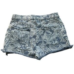 No Boundaries Denim Shorts‎ Blue White Swirl Print Frayed Hem Casual Size 11